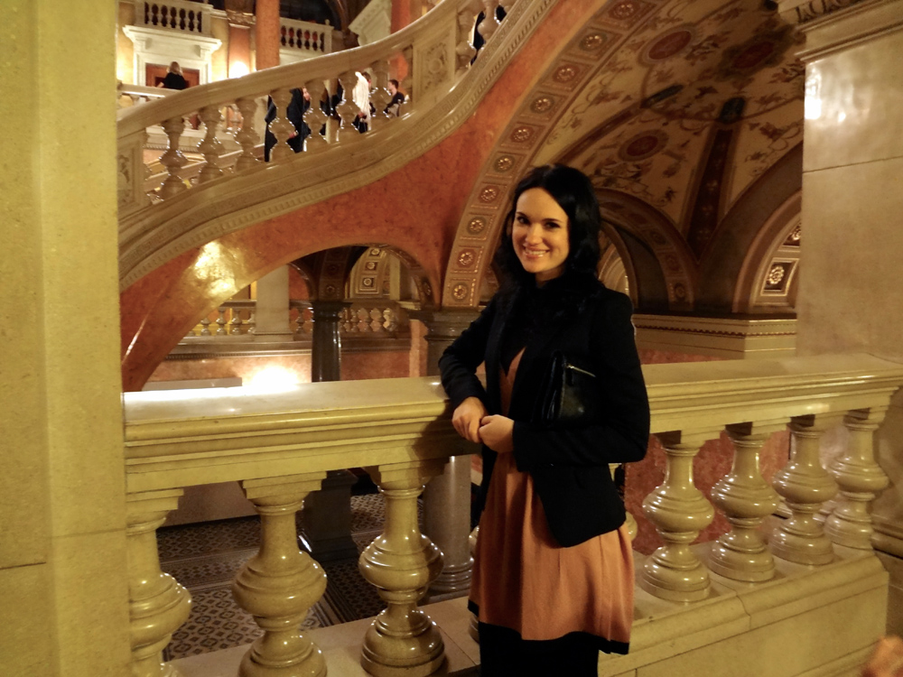 Me in January at the Opera House in Budapest, Hungary.